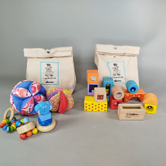 Eichhorn & HEIMESS Holzspielzeug Set – Rasseln, Bausteine & Bälle