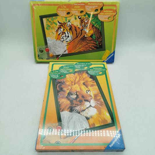 Ravensburger Bundle Malen nach Zahlen 28859 28862 Löwe & Tiger ab 6 Jahre