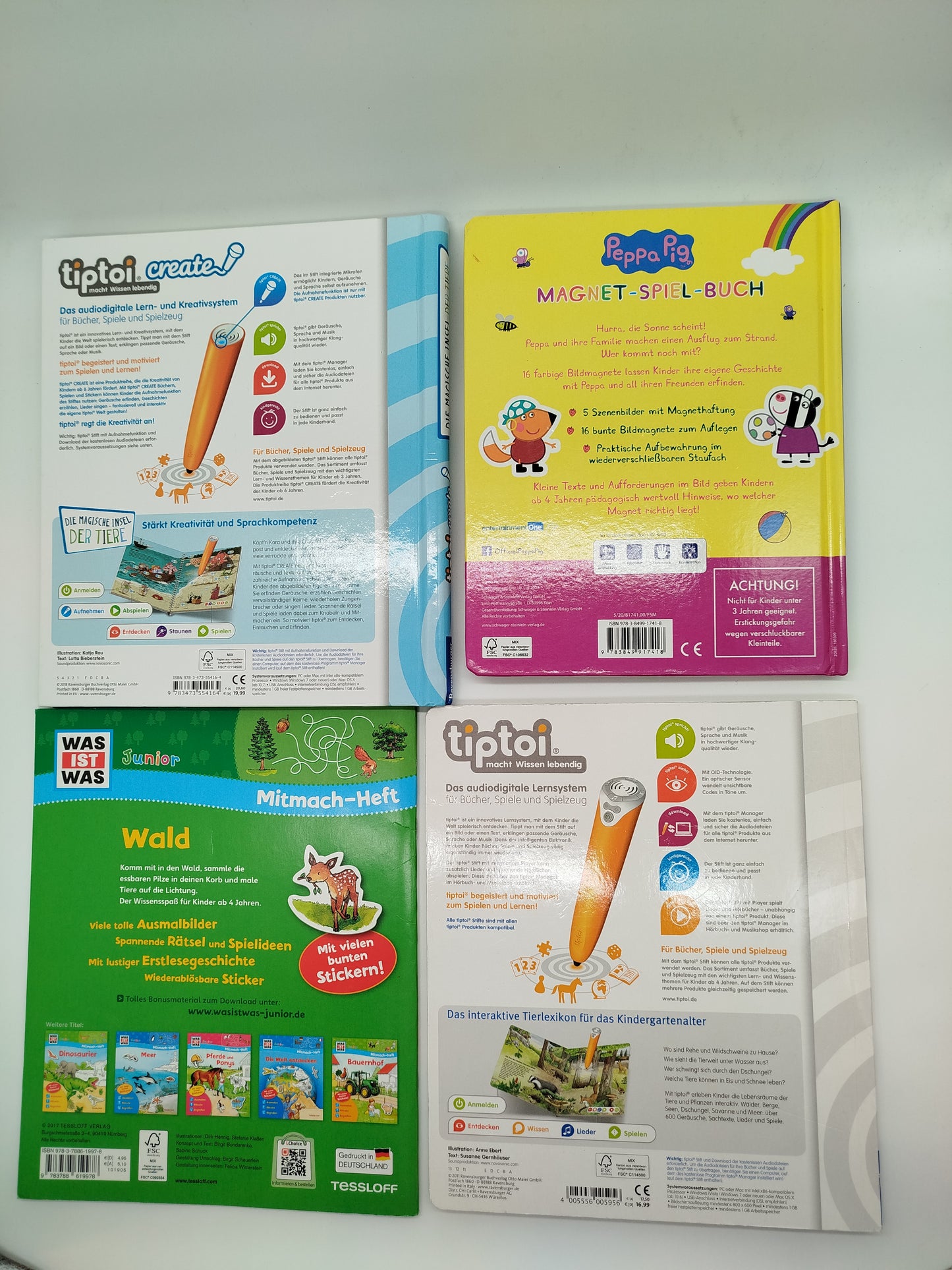 Kinderbuch Set - 2 Tiptoi & Peppa Pig & Was ist Was