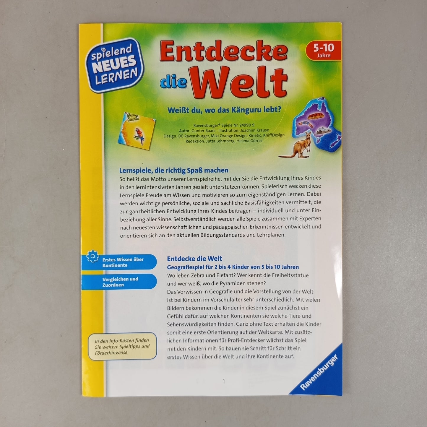 Ravensburger Entdecke die Welt 24990 Lernspiel Weltkarte