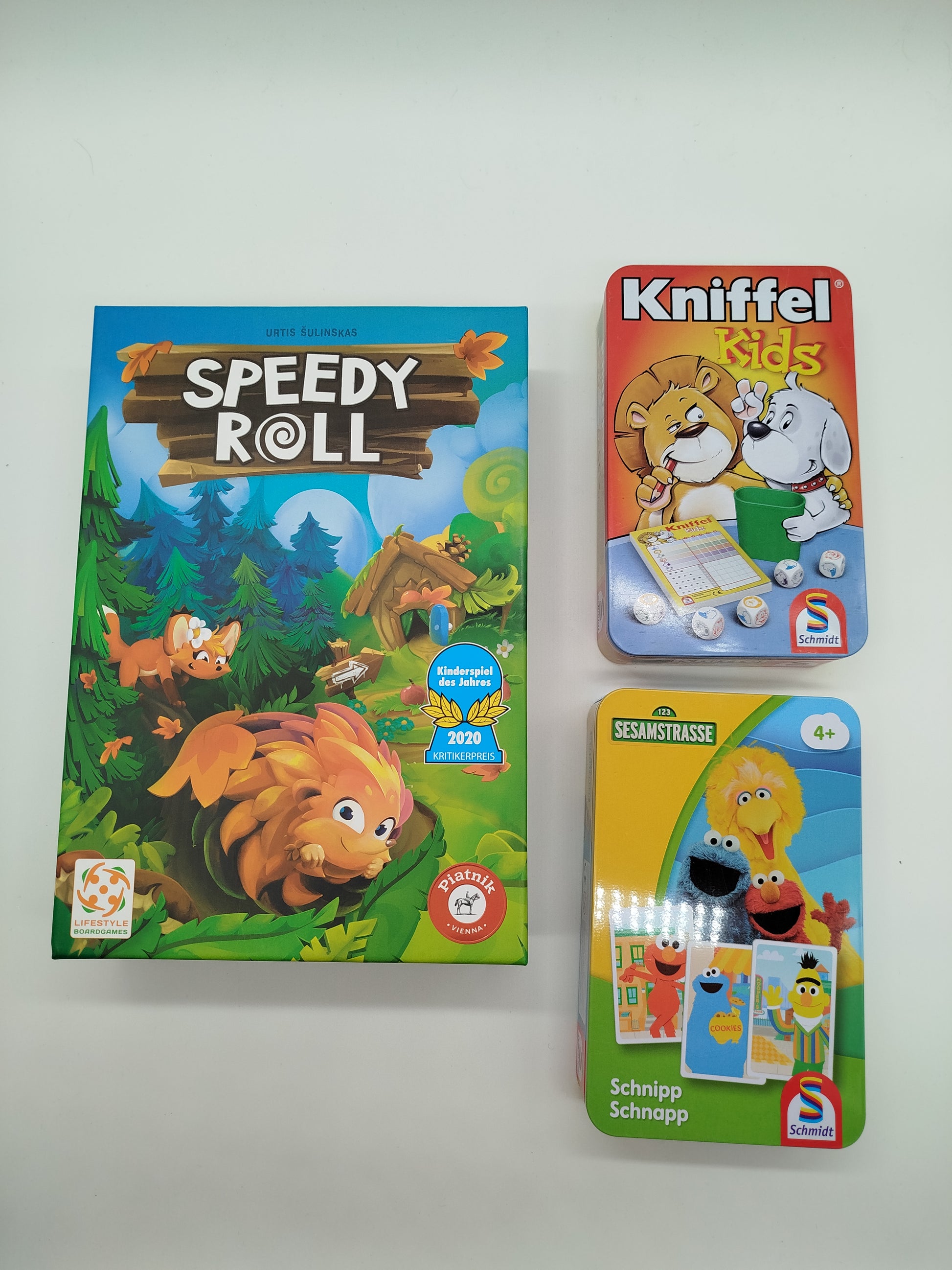 Brettspiele-Set – Speedy Roll, Kniffel Kids & Sesamstraße