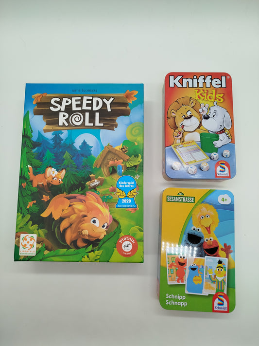 Brettspiele-Set – Speedy Roll, Kniffel Kids & Sesamstraße