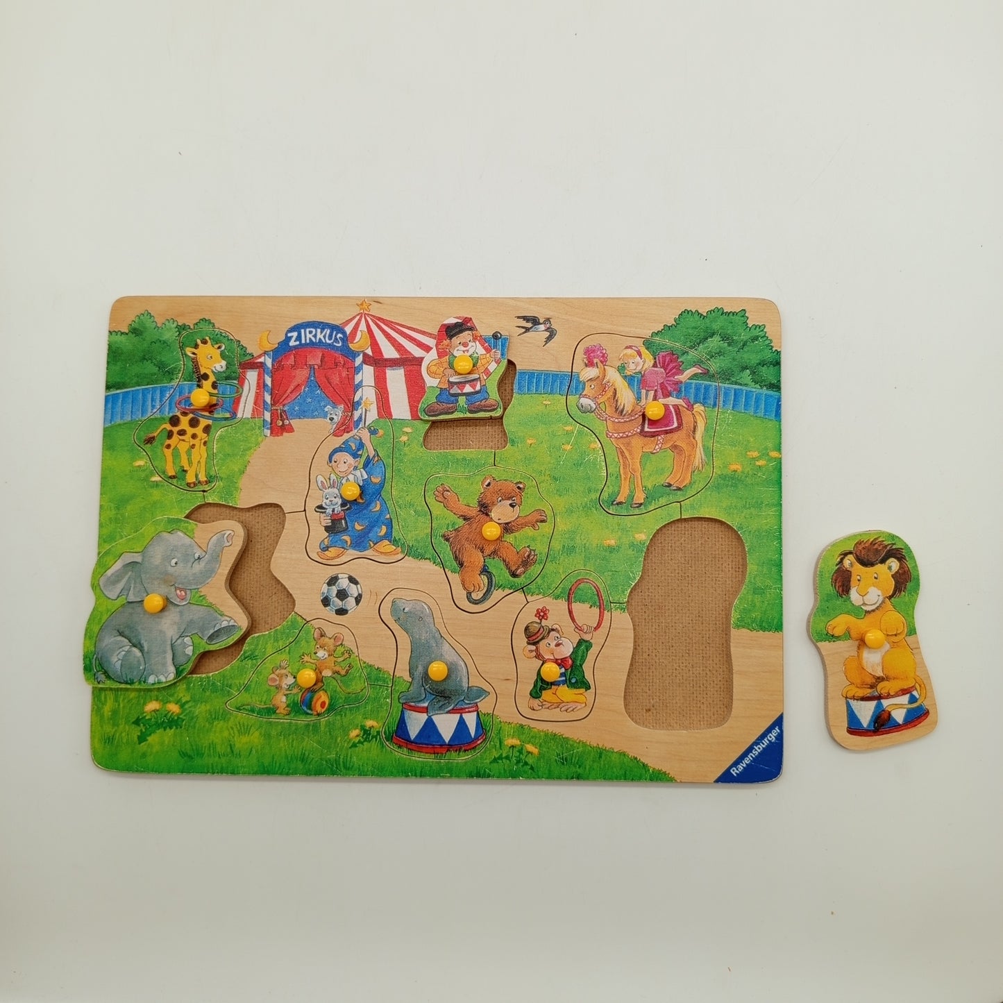 Kinder Holzpuzzle Set von 4 – mit Griffknöpfen & Tiermotiven