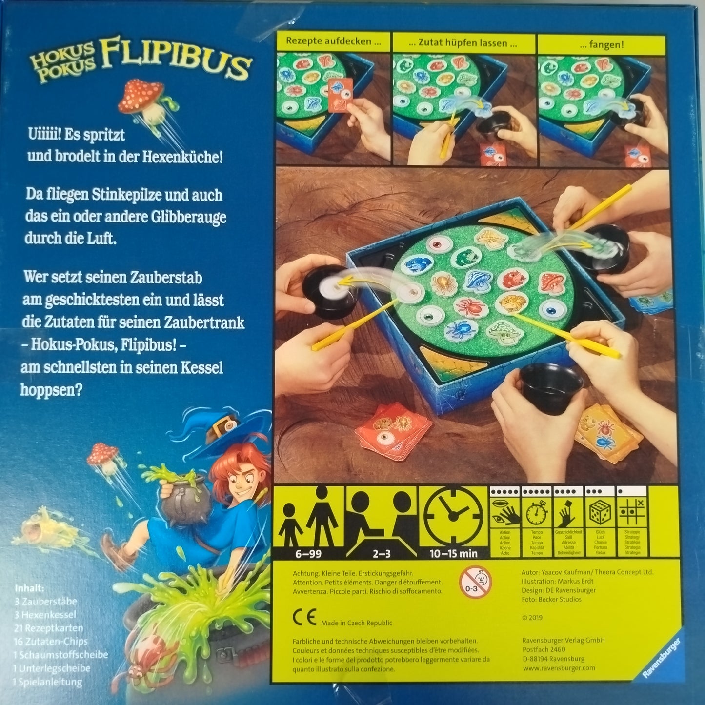 Ravensburger Hokus Pokus Flipibus Brettspiel, gebraucht, ab 6 Jahre