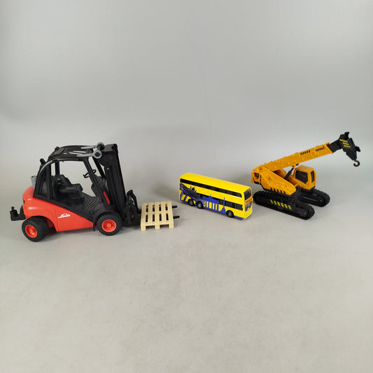 Linde Bundle Set von 3 Stapler, Bagger & Doppeldeckerbus