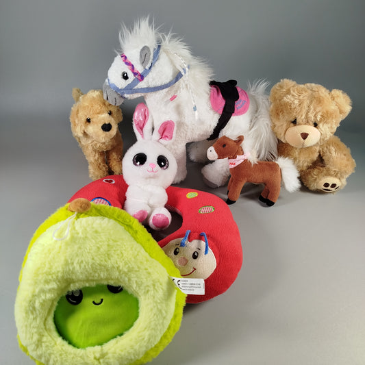 Kuscheltier Set – Hase, Teddy, Pferd, Pony, Hund, 7 Teile