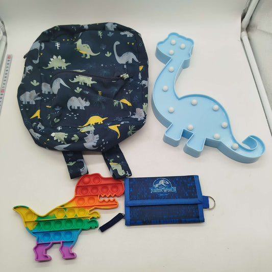 Bundle Dino Set von 4 Rucksack Licht PopIt Geldbeutel