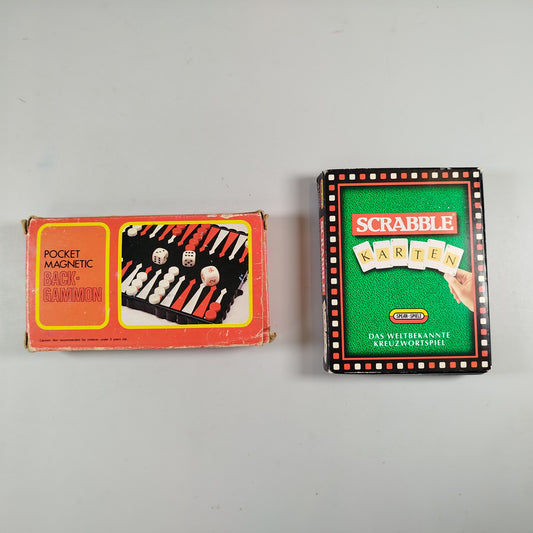Scrabble Karten & Magnetisches Backgammon – Set, Vintage