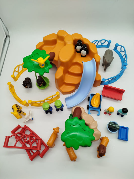Playmobil 1.2.3 Spielset – Zoo mit 4 Figuren & 11 Tieren