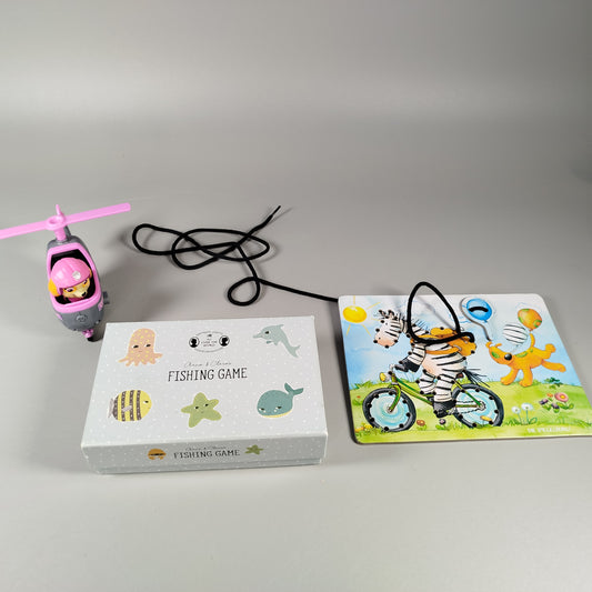 Holzspielzeug Set von 3 – Fischspiel, Lacing, Paw Patrol