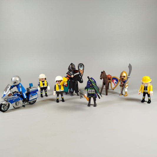 Playmobil Figuren-Set – Polizisten, Ritter, Feuerwehr – 7 Stück