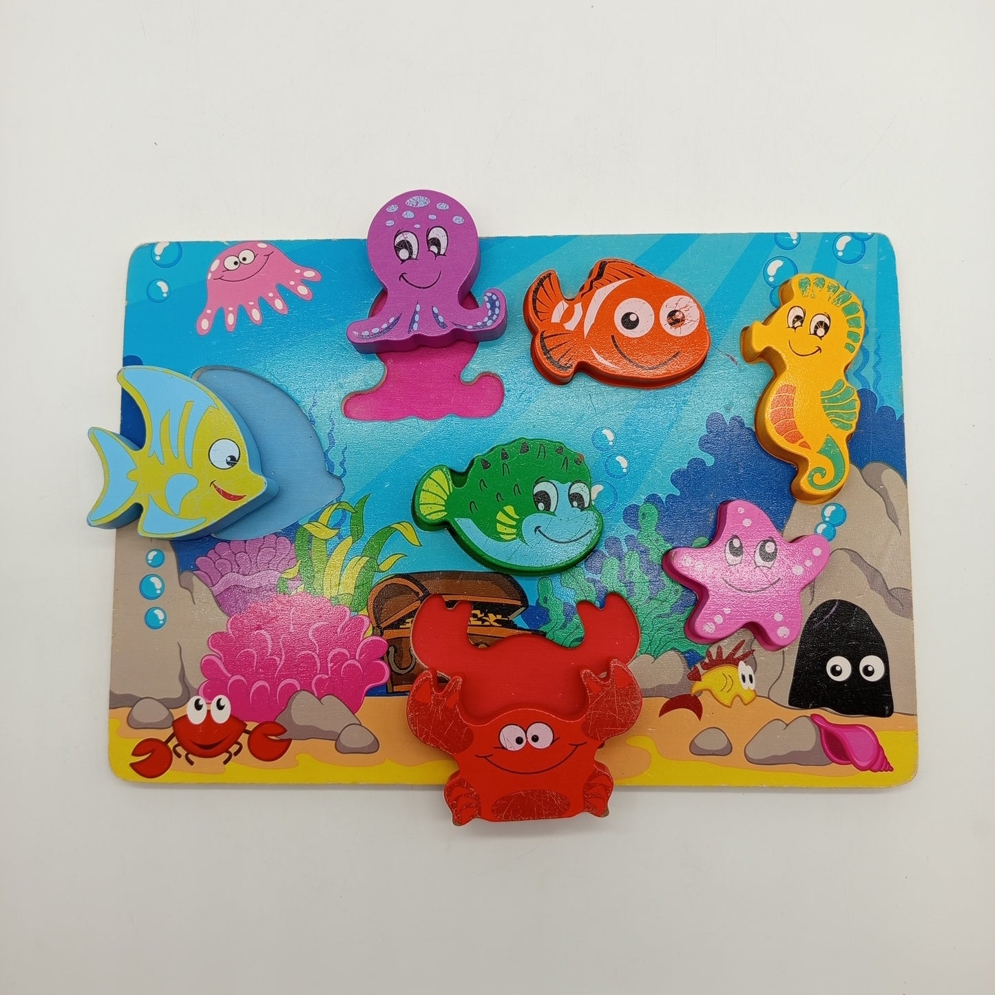 Kinder Holzpuzzle Set von 4 – mit Griffknöpfen & Tiermotiven