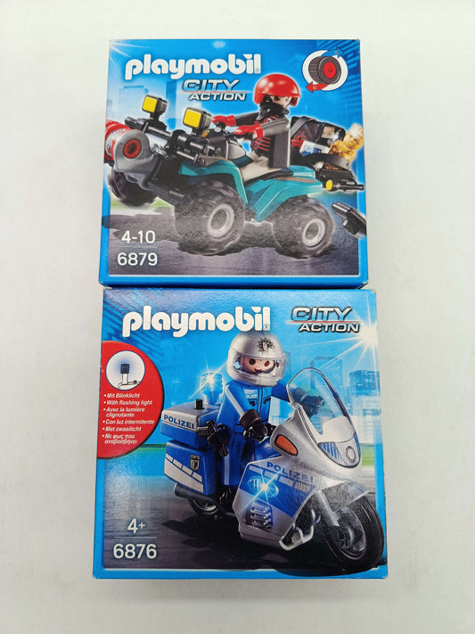 Playmobil Bundle City Action 6876 6879 Set von 2 Motorrad & Quad