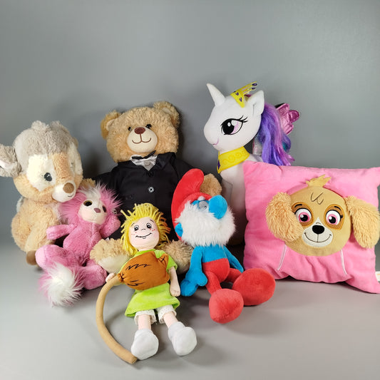 Plüschtiere Set - Teddybär, Einhorn, Kissen, Reh, Puppen & mehr