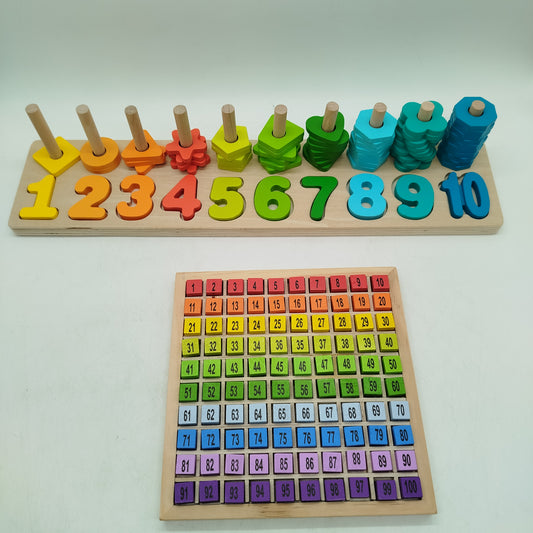 Bundle Montessori Zahlen Set von 2 Holzbrett & Lernspiel