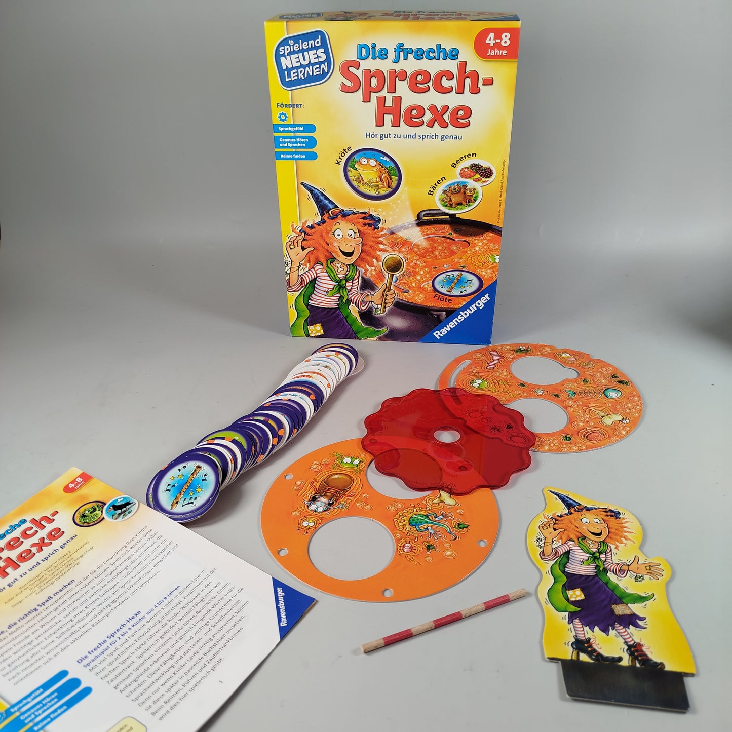 HABA, Ravensburger, Playtive Junior Spiele-Bundle - Lernspiele: Socken Zocken, Sprech-Hexe, Uhren