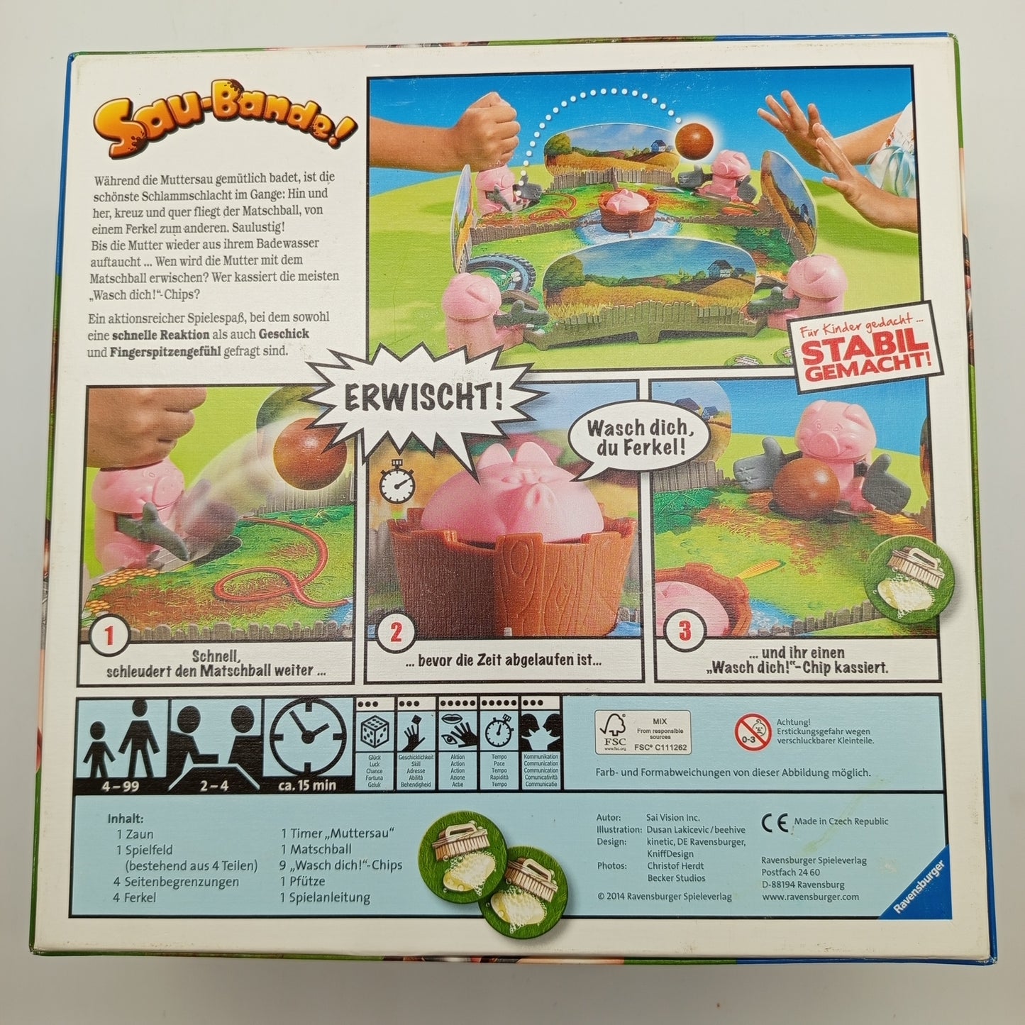 Ravensburger Brettspiel – Sau-Bande! Reaktionsspiel ab 4 Jahren, OVP