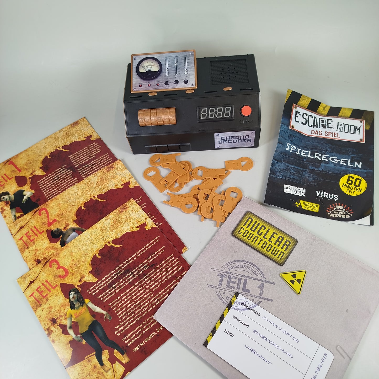 Noris escape-Spiel mit Chrono-Decoder