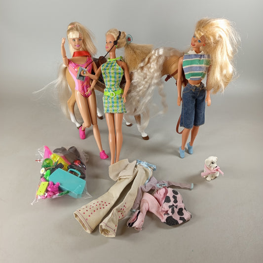 Mattel Bundle Barbie 3x Skipper Modepuppen Pferd Hund Zubehör