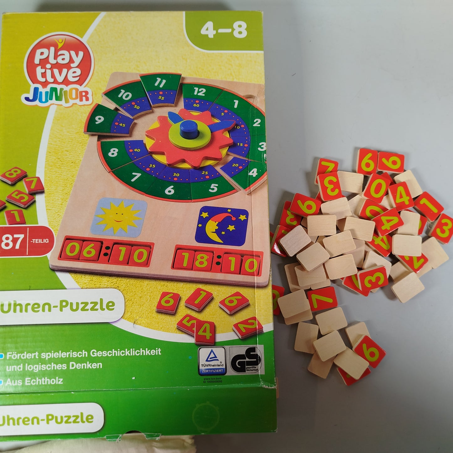 HABA, Ravensburger, Playtive Junior Spiele-Bundle - Lernspiele: Socken Zocken, Sprech-Hexe, Uhren