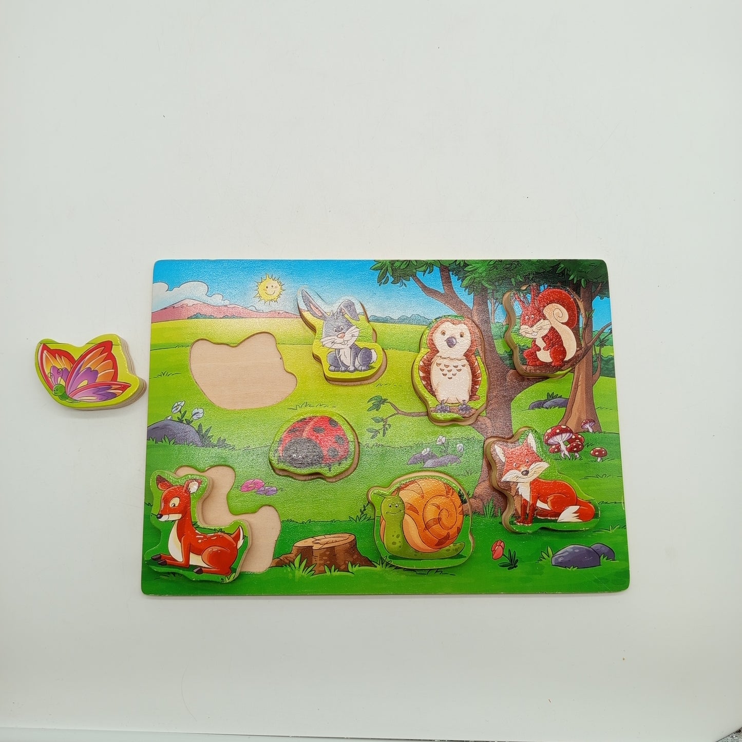 Kinder Holzpuzzle Set von 4 – mit Griffknöpfen & Tiermotiven