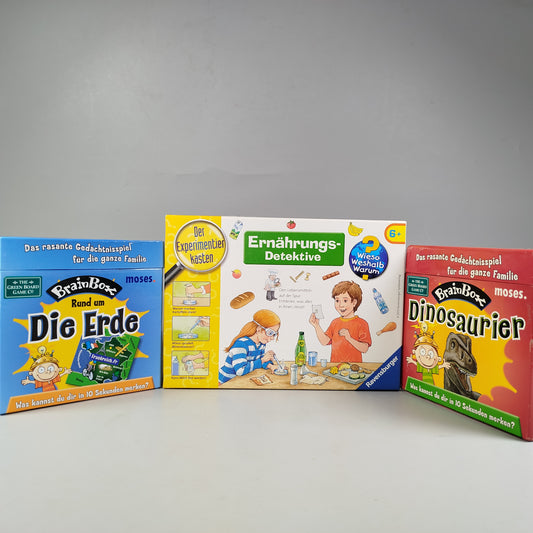 Moses & Ravensburger BrainBox Rund um die Erde, BrainBox Dinosaurier & Ernährungsdetek