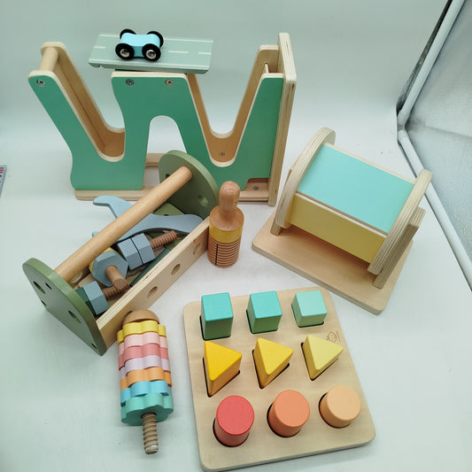 Oh My Baby Bundle Holz Set 4tlg Werkbank & Bahn, ab 2 3 4 Jahre | ✅ geprüft