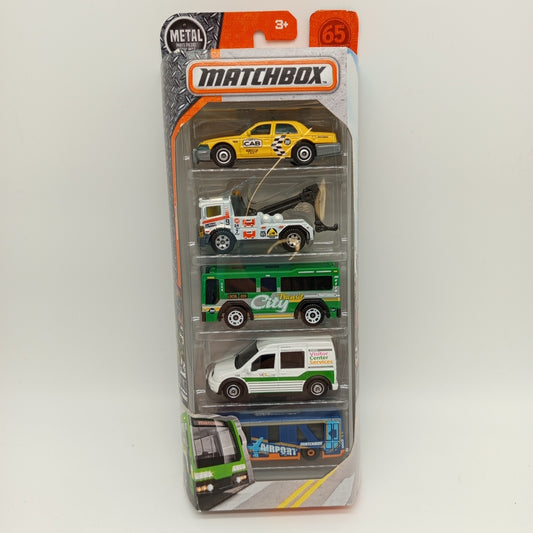 Matchbox 5er-Pack Stadtfahrzeuge – Taxi, Bus & Service-Van, OVP