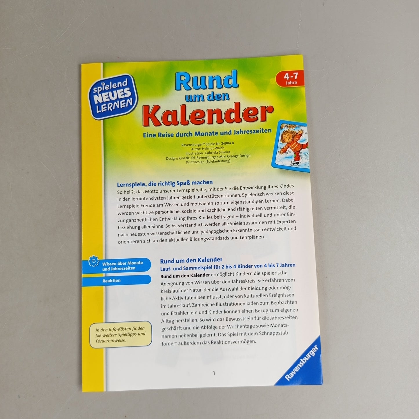 Ravensburger Rund um den Kalender Brettspiel, gebraucht, ab 3 Jahre