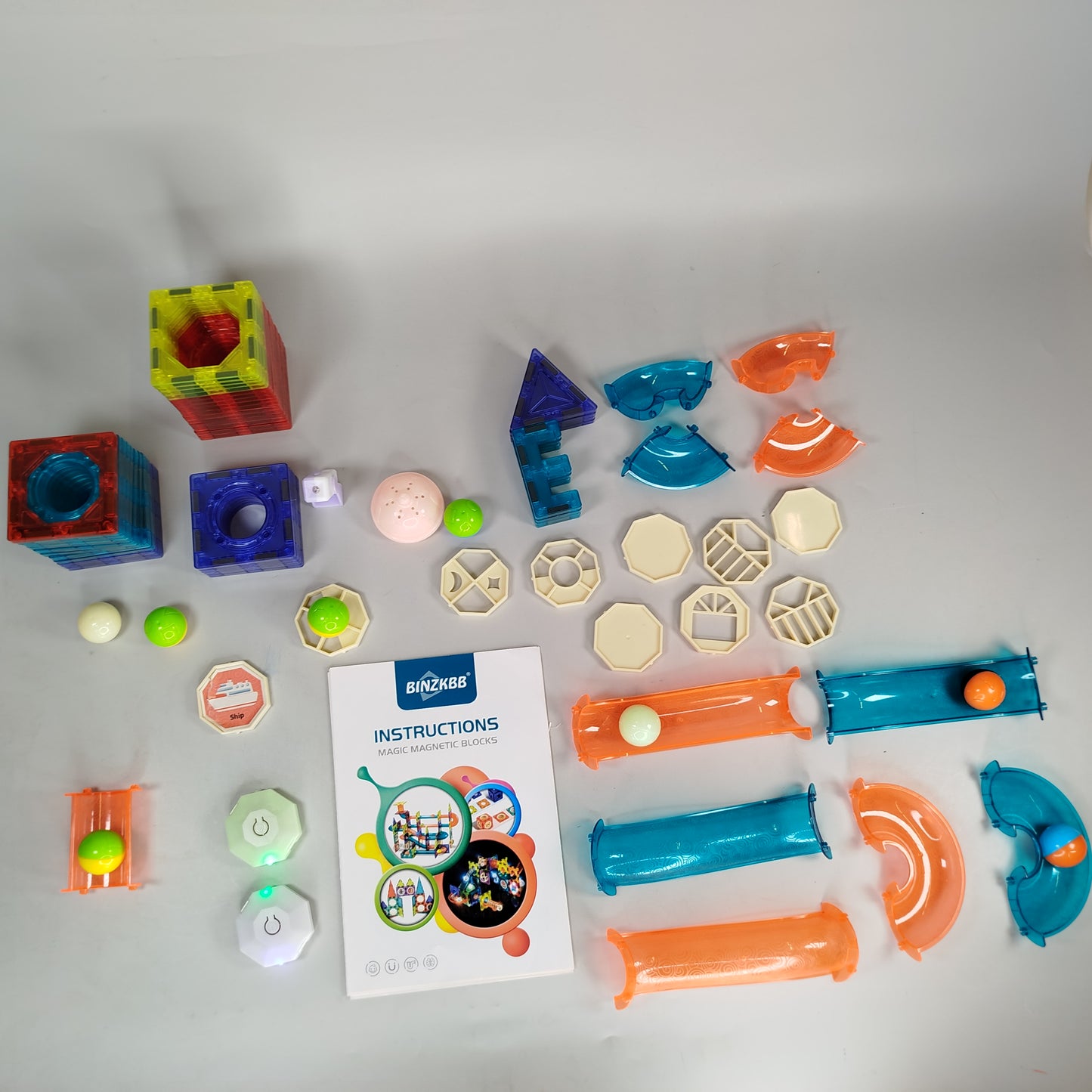 BINZKBB Magnetische Kugelbahn – 110-teiliges STEM-Set