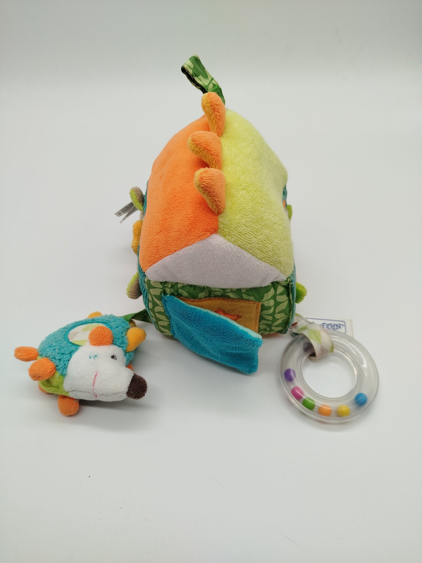 Babyspielzeug Set – Krabbelrolle, Motorikrassel & Stoffspiel