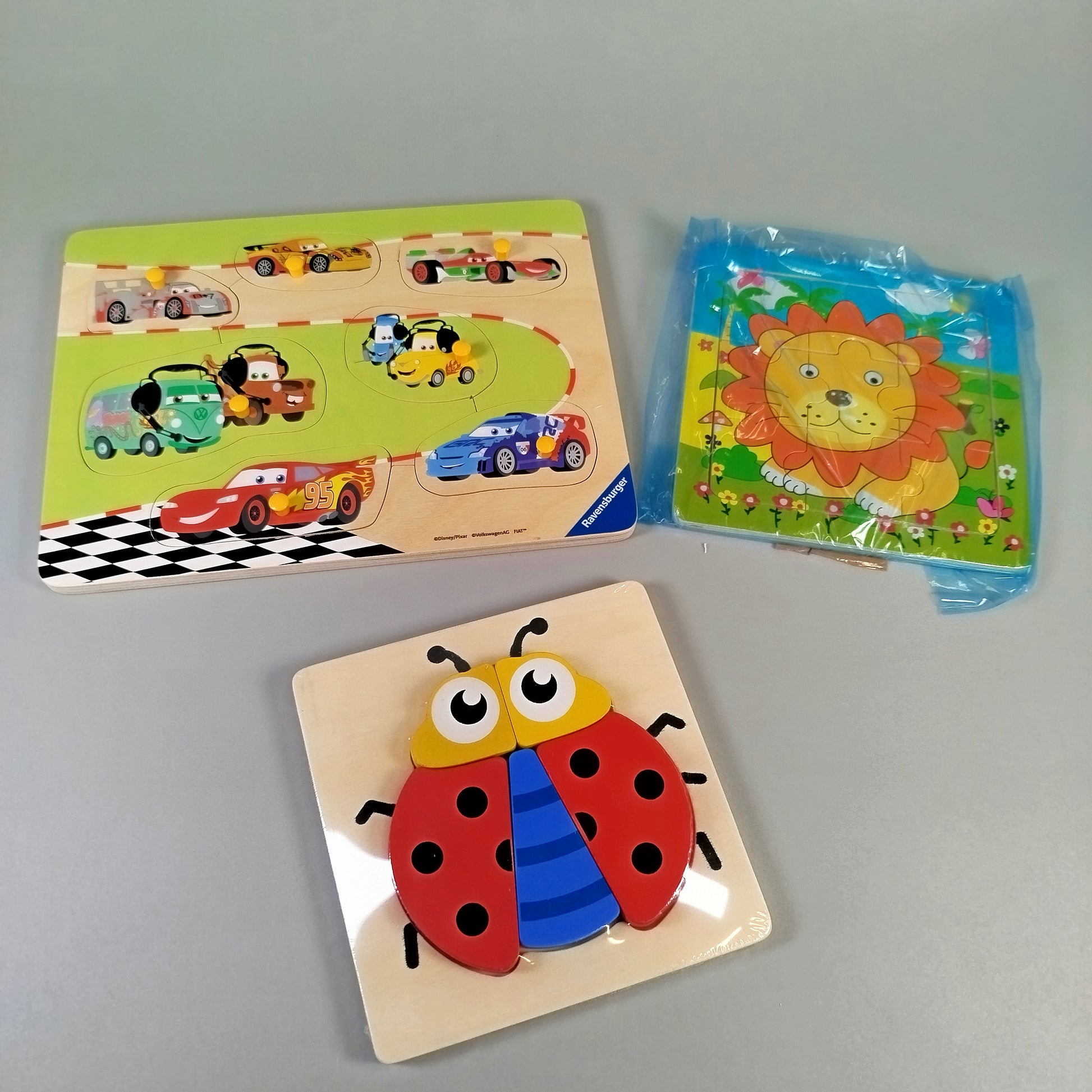 Holzpuzzle Set - Tiere & Autos - Set aus 3