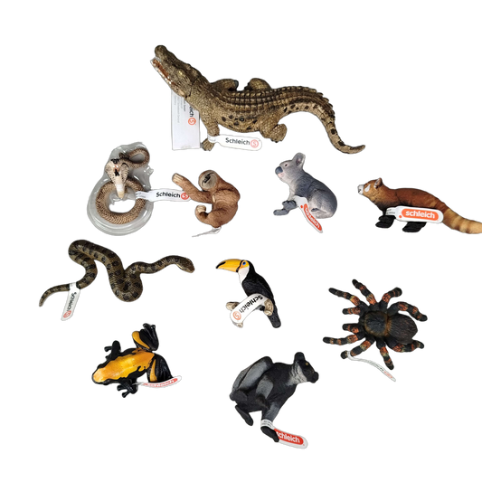 Schleich Tiere Bundle Set von 10 Tierfiguren Faultier & Co