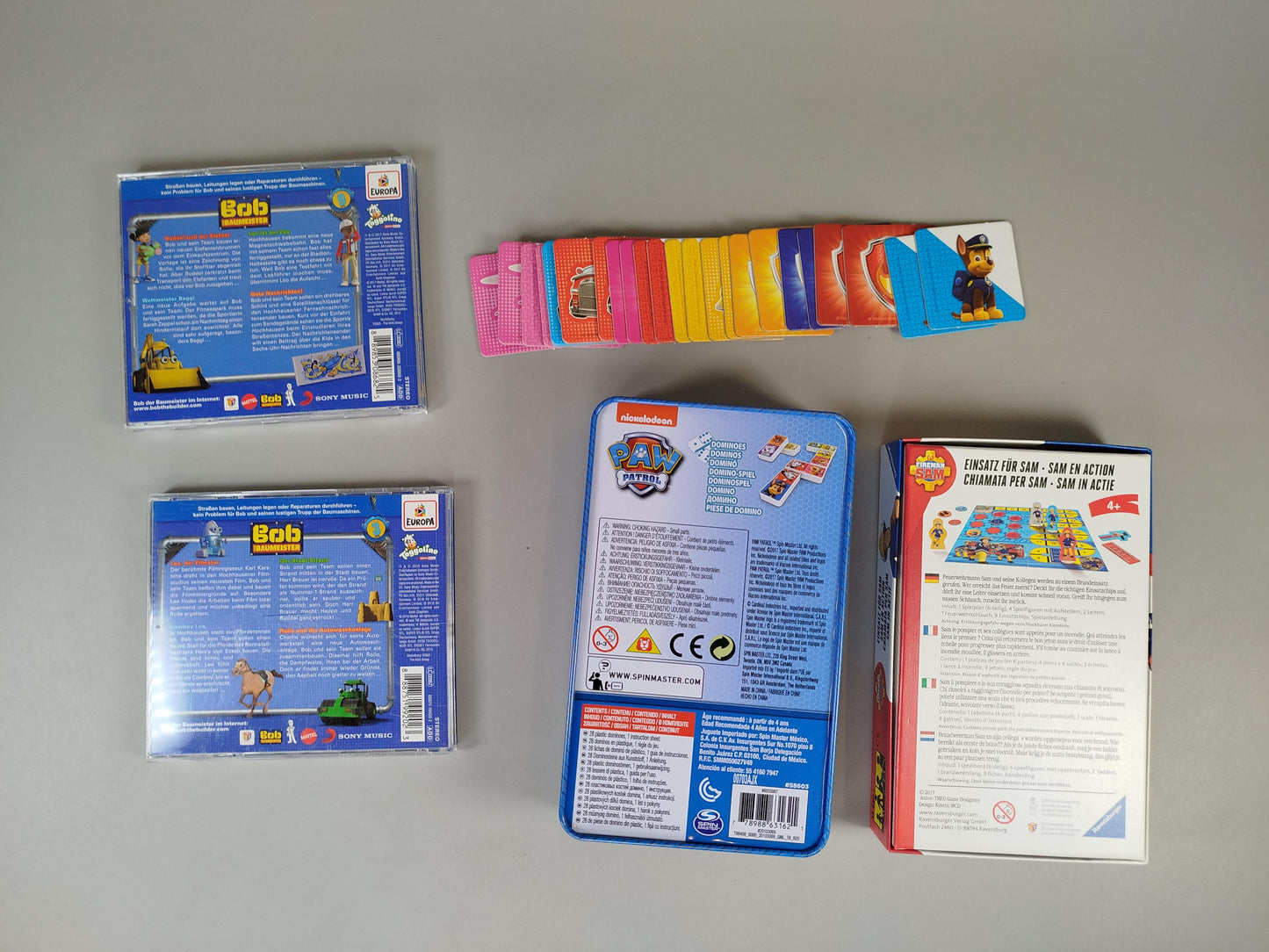 Set - Bob der Baumeister CDs, PAW Patrol & Feuerwehrmann Sam Brettspiele