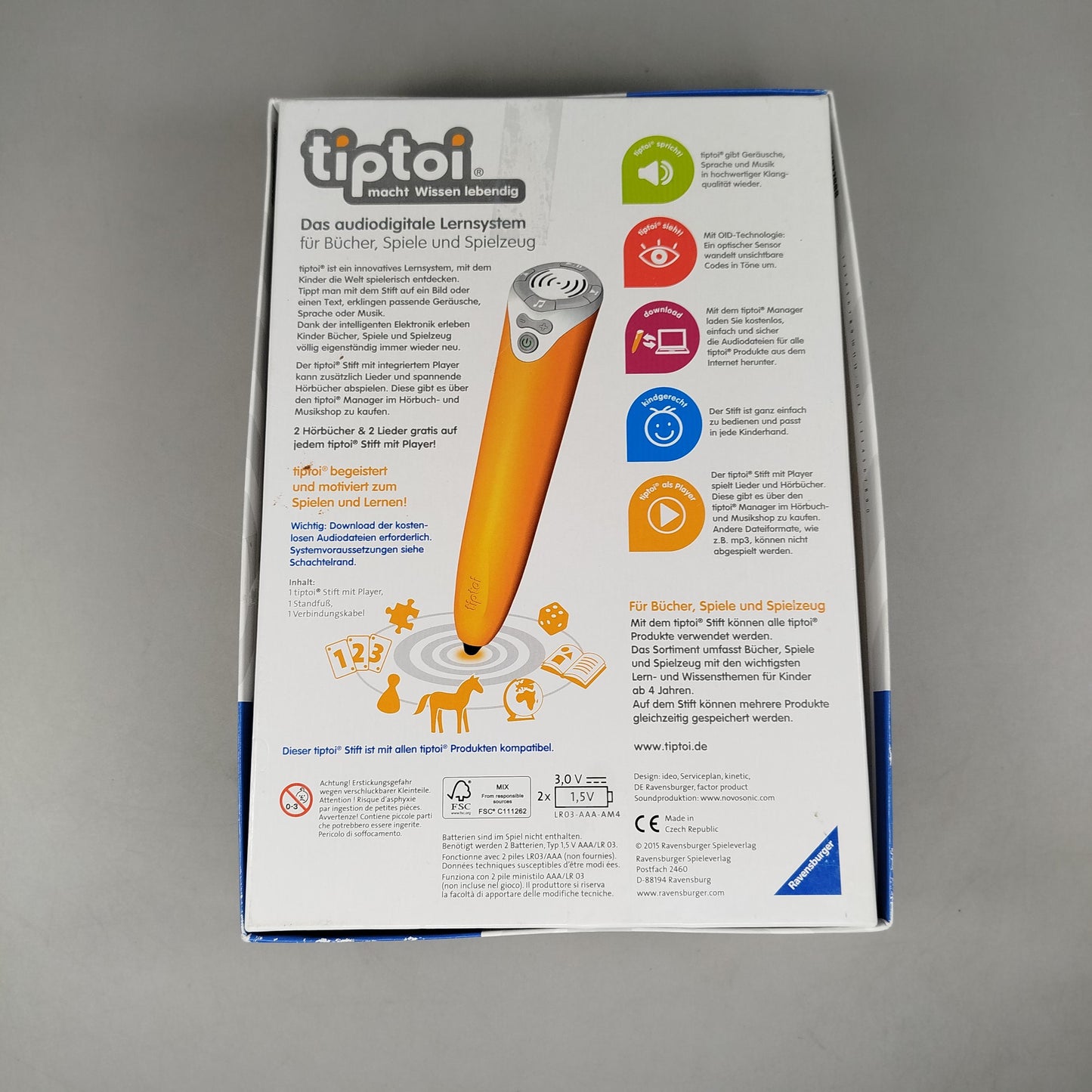 Ravensburger tiptoi Der Stift 00 801 1 Lernstift mit Zubehör