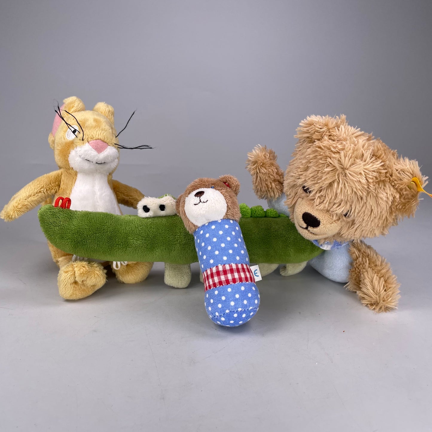Sigikid, Steiff u.a. Hersteller 4er Set Greifling Bär, Rassel Krokodil, Hase und