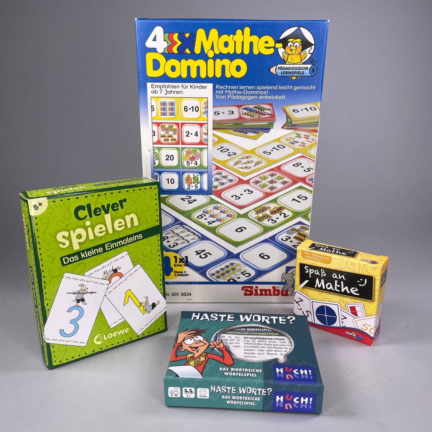 Simba, Loewe, Noris u.a. Mathe Lernspiele Konvolut, Domino, Spaß an Mathe + Hast