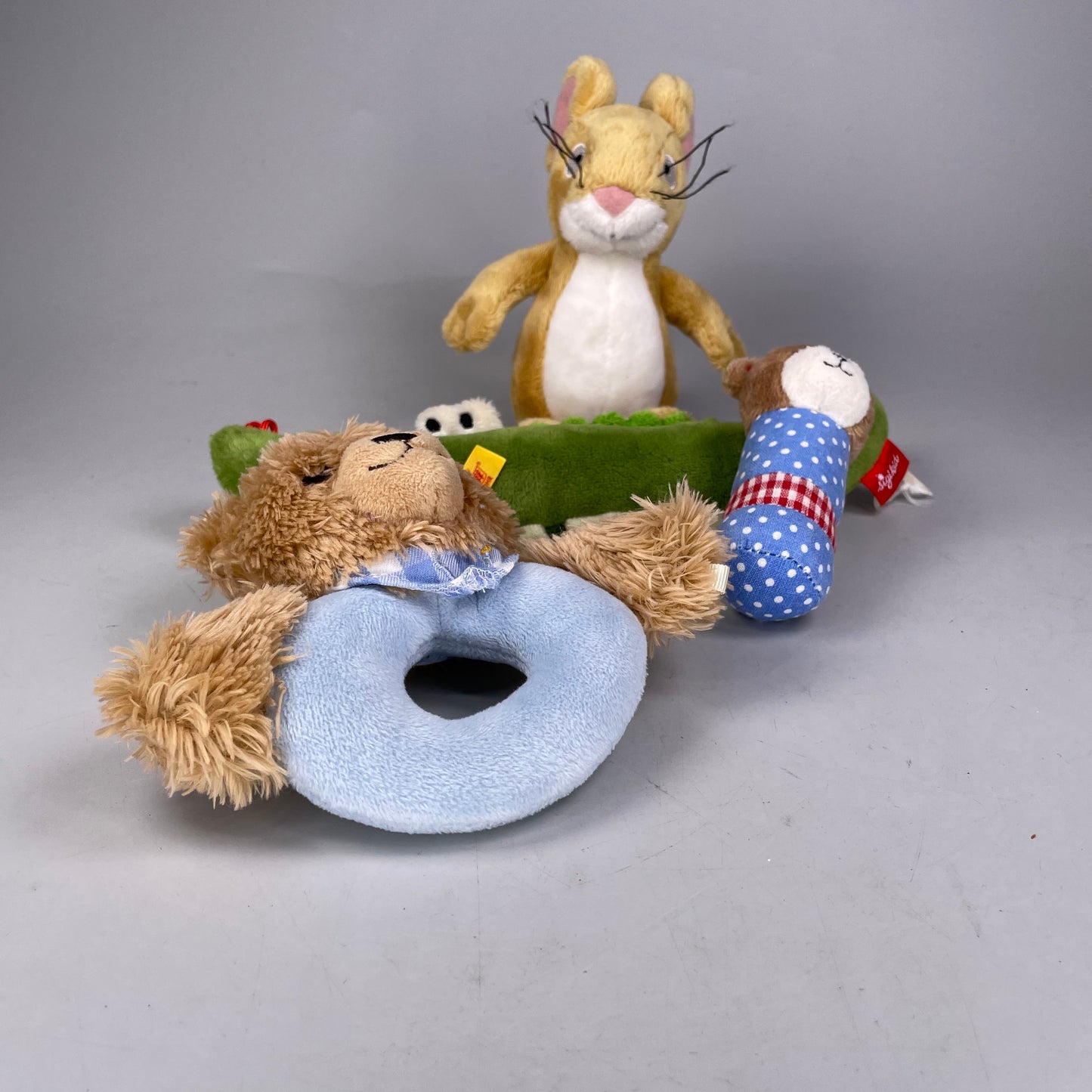 Sigikid, Steiff u.a. Hersteller 4er Set Greifling Bär, Rassel Krokodil, Hase und