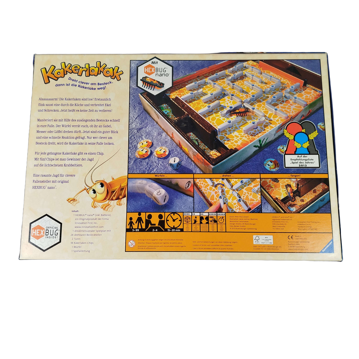Ravensburger Kakerlakak – 22 221 4 Brettspiel, ab 6 Jahre