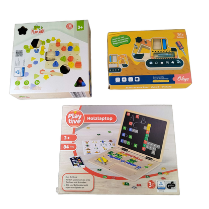 Ohye Bundle Montessori Set von 3 Holzlaptop, Schraubbrett & Lernspiel
