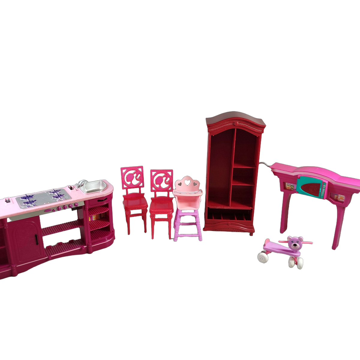 Bundle Puppenhaus Puppenmöbel Set von 7 Küche, Schrank, Waschtisch