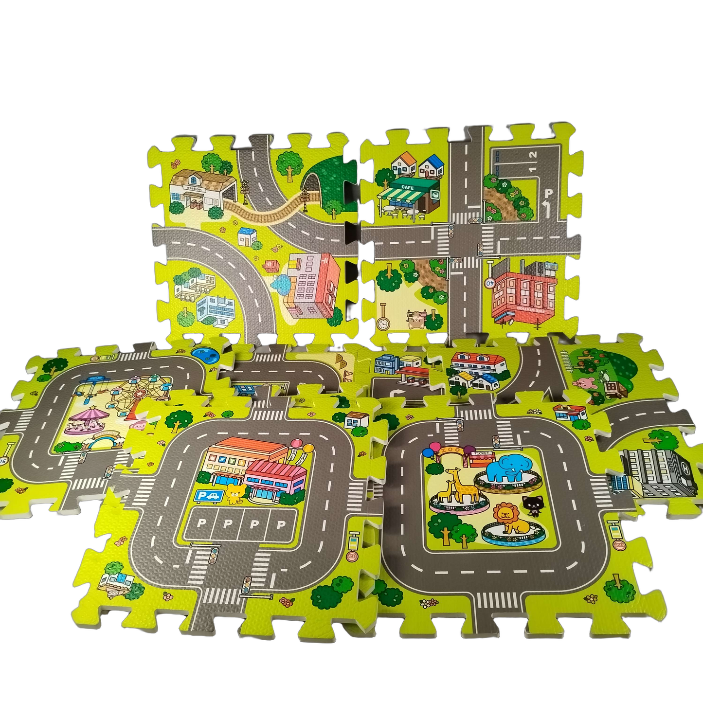Puzzlematte Straße 9-teilig Schaumstoff Spielmatte