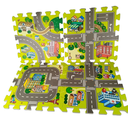 Puzzlematte Straße 9-teilig Schaumstoff Spielmatte