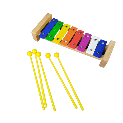 Kinder Glockenspiel mit Holzrahmen & Metallplatten, Musikinstrument