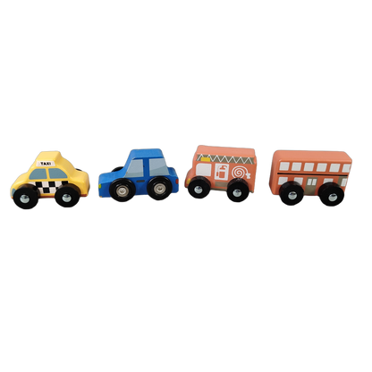J'adore Bundle Fahrzeuge Set von 13 Holzautos Polizei, Taxi, Bus