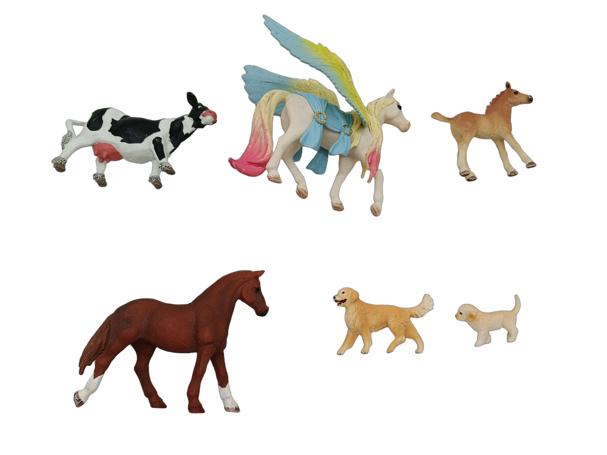 Schleich Tiere Bundle 6 Teile Tierfiguren Pferd Kuh Hund Pegasus