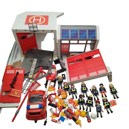 Playmobil Bundle Feuerwehr-Station Set Helikopter