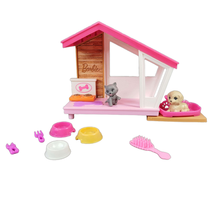 Mattel Mini-Spielset Haustierhaus GRG78, Spielwelt mit Zubehör