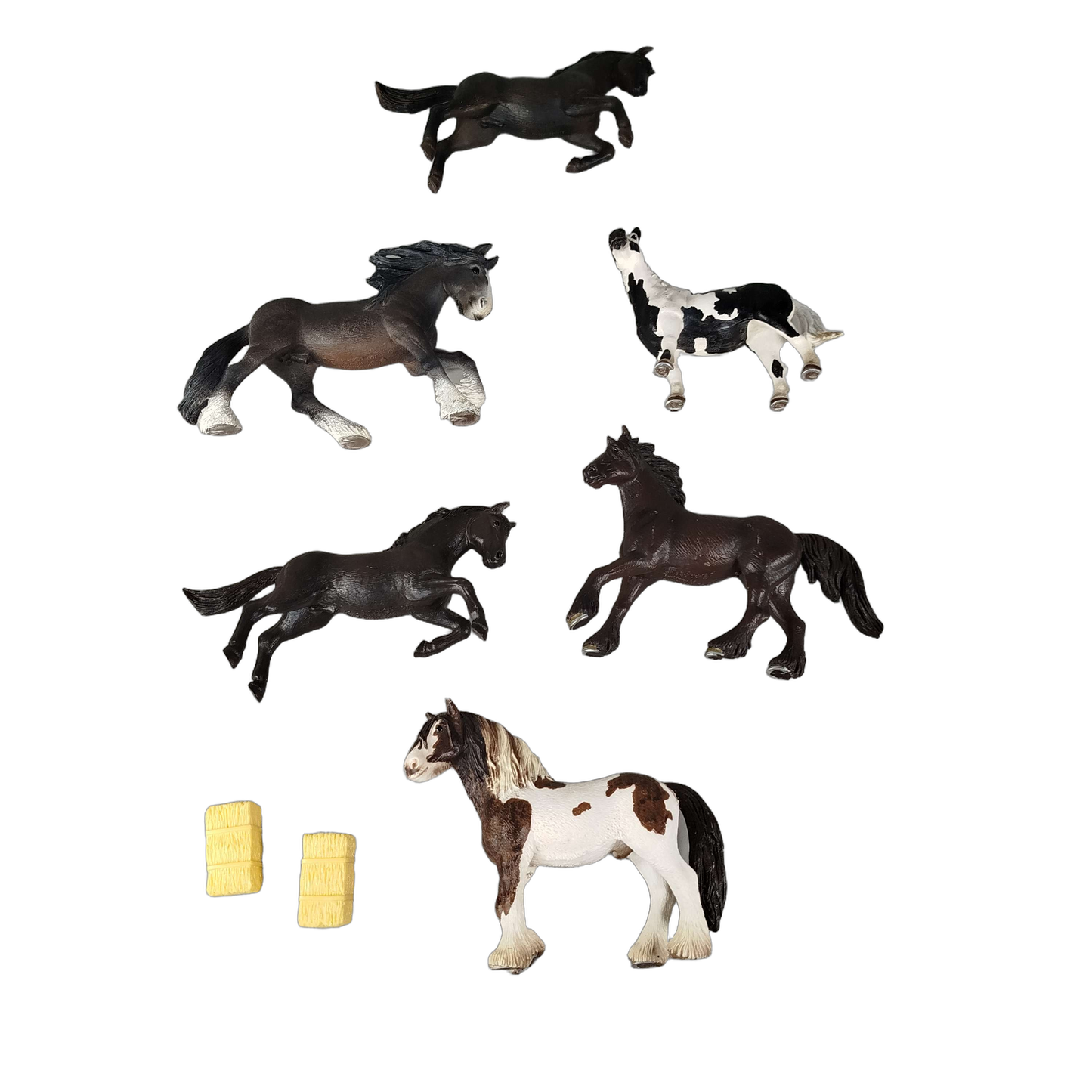 Schleich Tiere Bundle Set von 8 Pferde & Heuballen
