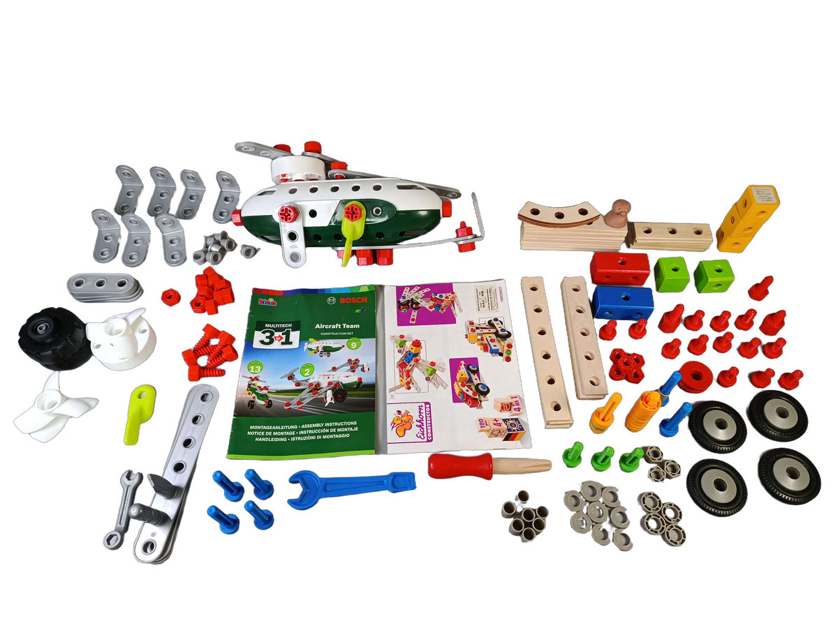 Bundle Set von 2 Bausatz Flugzeug 8790 & Holzbaukasten Radlader